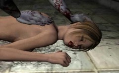 3d Cartoon Blonde Gets Fucked Hard By A Zombie