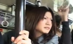 Real publicsex asian gives hj on the bus
