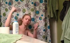 Amateur Blonde Cutie Taking A Shower