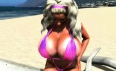 3D Beach Babe with Mega Boobs!