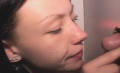Brunette Amateur Sucks Dick And Takes Facial At Glory Hole