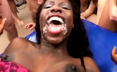 Disgraced black hotty get her mouth filled with thick white