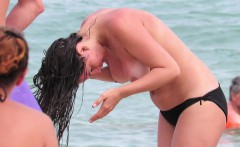 Big Tits Hot Topless MILFs - Amateur Voyeur Beach Video