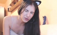 Nasty kitty in white dress fisting anal