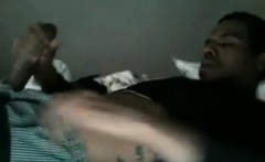 Black Guy Lying On The Bed And Jerks Off His Cock