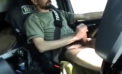 Str8 French trucker jerks his cock while driving