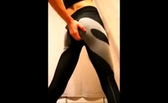 cute sissy in leggings with a bulge