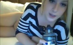Young blonde teen playing on cam