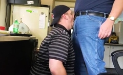 Daddy Trucker Dumps A Quick Load In Chubby Boy's Mouth...