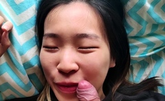 Asian teen Sarika gulps down big cock