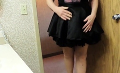 Sissy Ray In Purple Corset And Black Maids Skirt