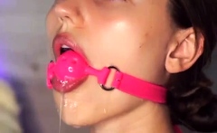 Hoolybunny pink ball gagged and drooling
