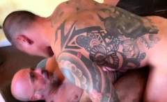 Tattooed Asian Stud Damian X Dragon Barebacks Adam Russo