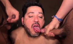 Slim Latinos 3way cocksucking with DILF