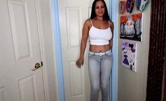 hotties need to pee wetting her panties and jeans piss
