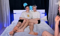 Four Twinks Enjoy Gay Group Sex Party