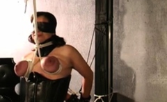 Emma gets her big tits tied up and flogged