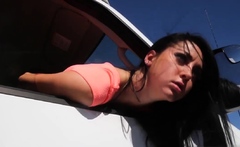 Girl cums while giving blowjob Engine issues out in the midd