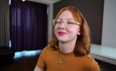 Petite amateur redheaded teen pisses and sucks cock