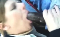 Brunette Slut Gives Blowjob To Big Cock Outdoors