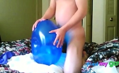 Humping Blue Geo Balloon with Sex Toy until I Cum